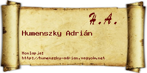 Humenszky Adrián névjegykártya