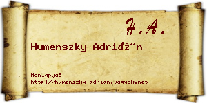 Humenszky Adrián névjegykártya